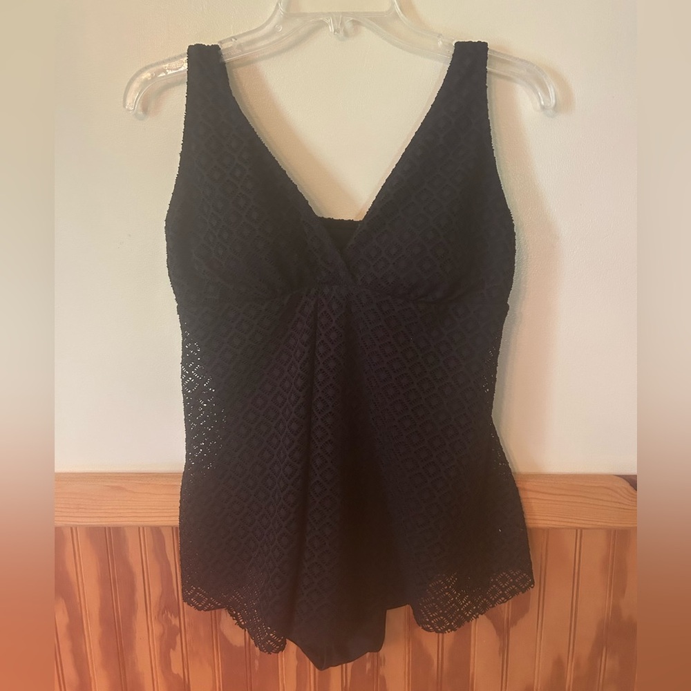 Nicole Miller Black Lace One-Piece Swimsuit